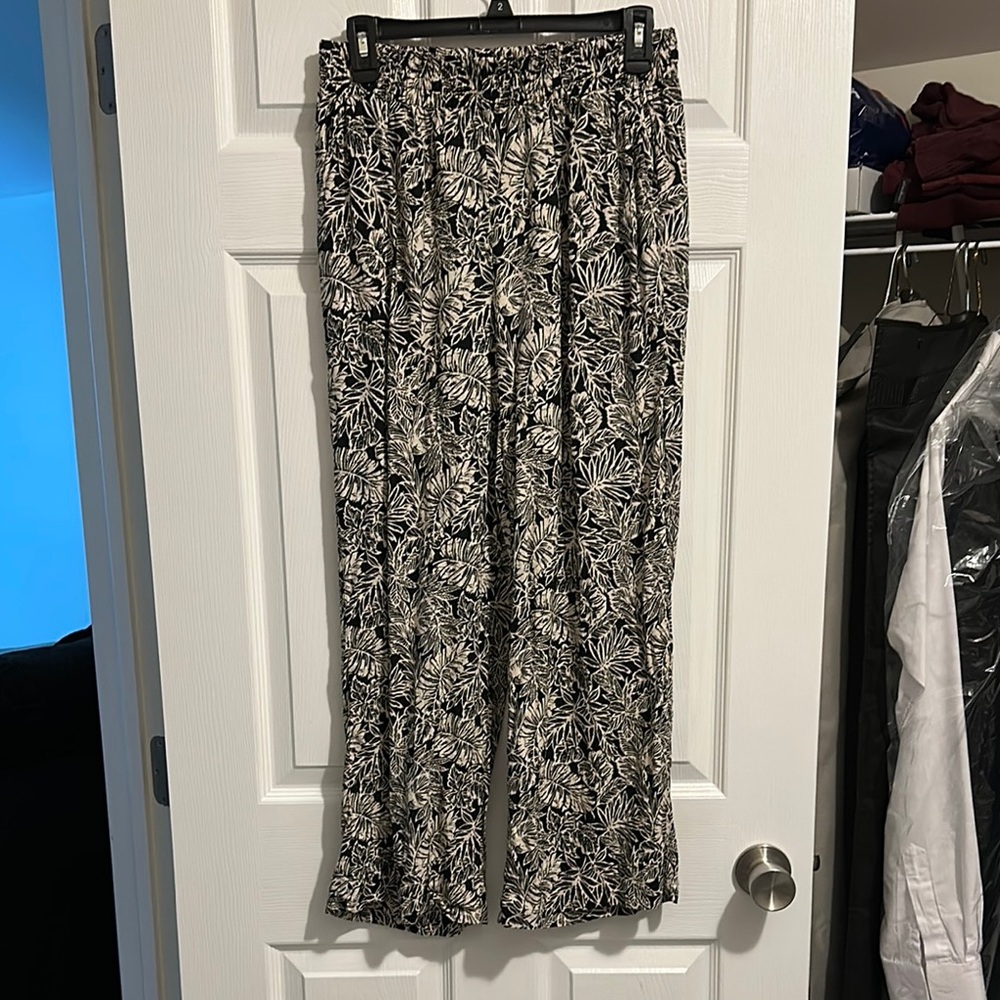 Panama Jack Black and White Leaf Print Trousers
